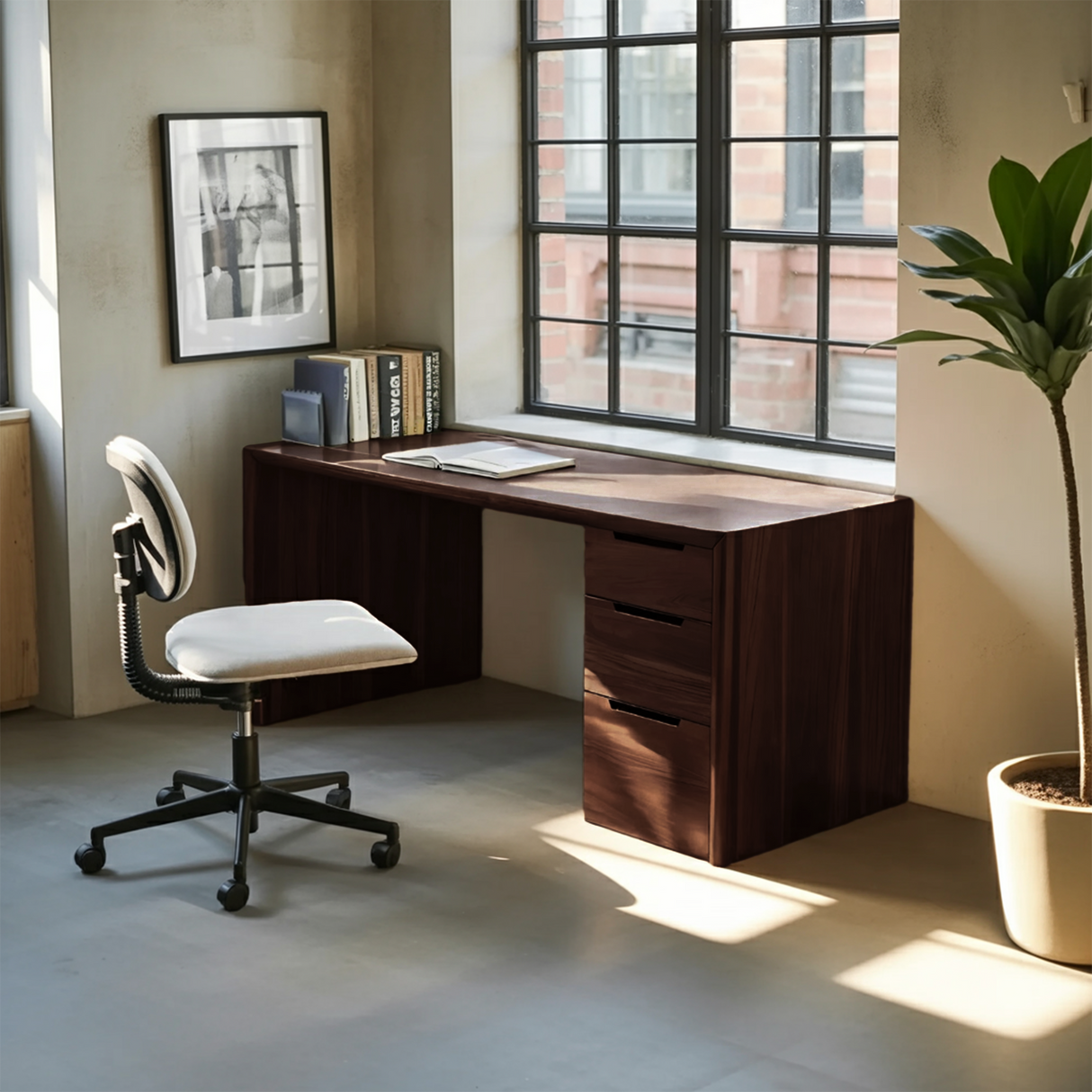 Modern Minimal Desk With Drawers For Home Office