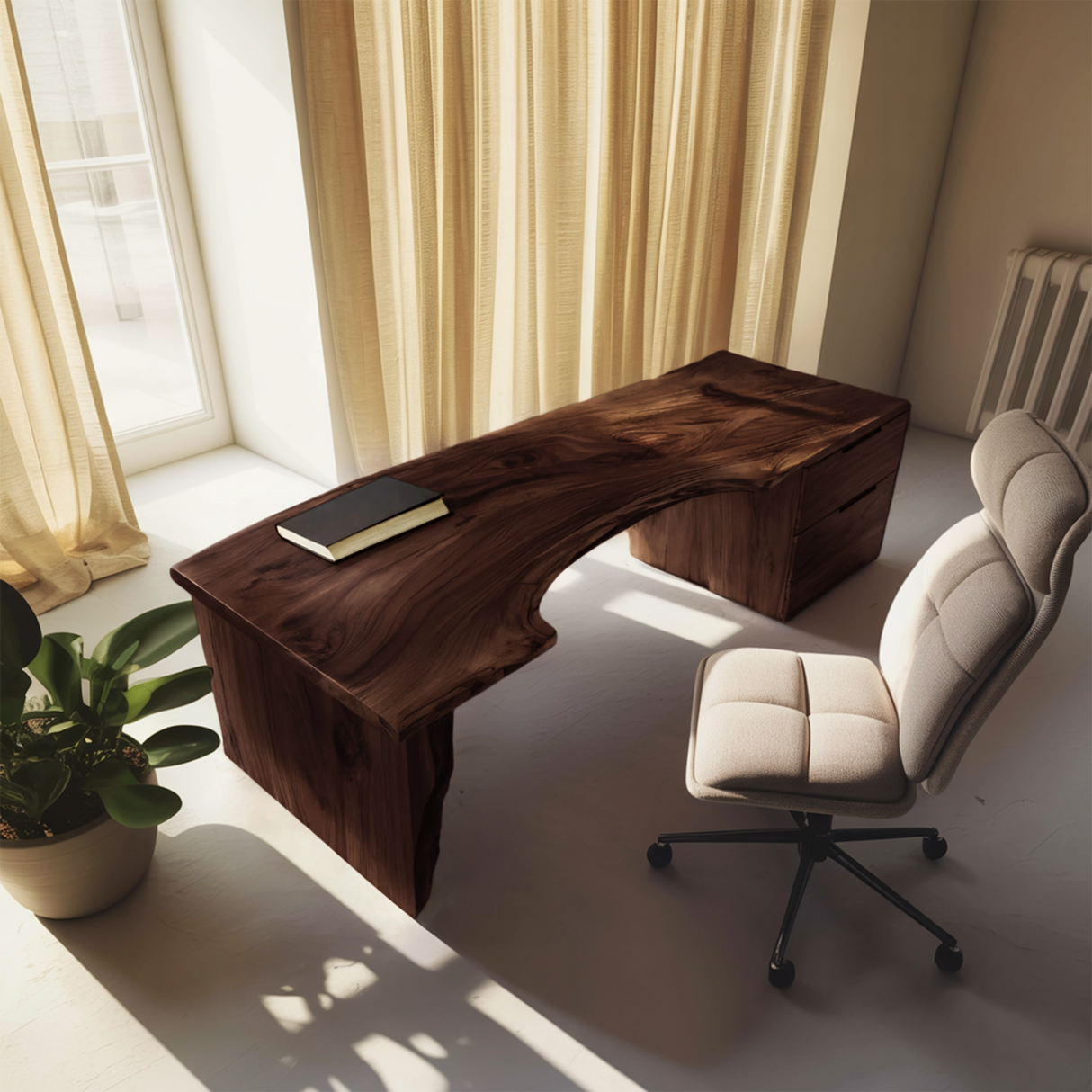 Organic Live Edge Desk For Office Or Studio Interior
