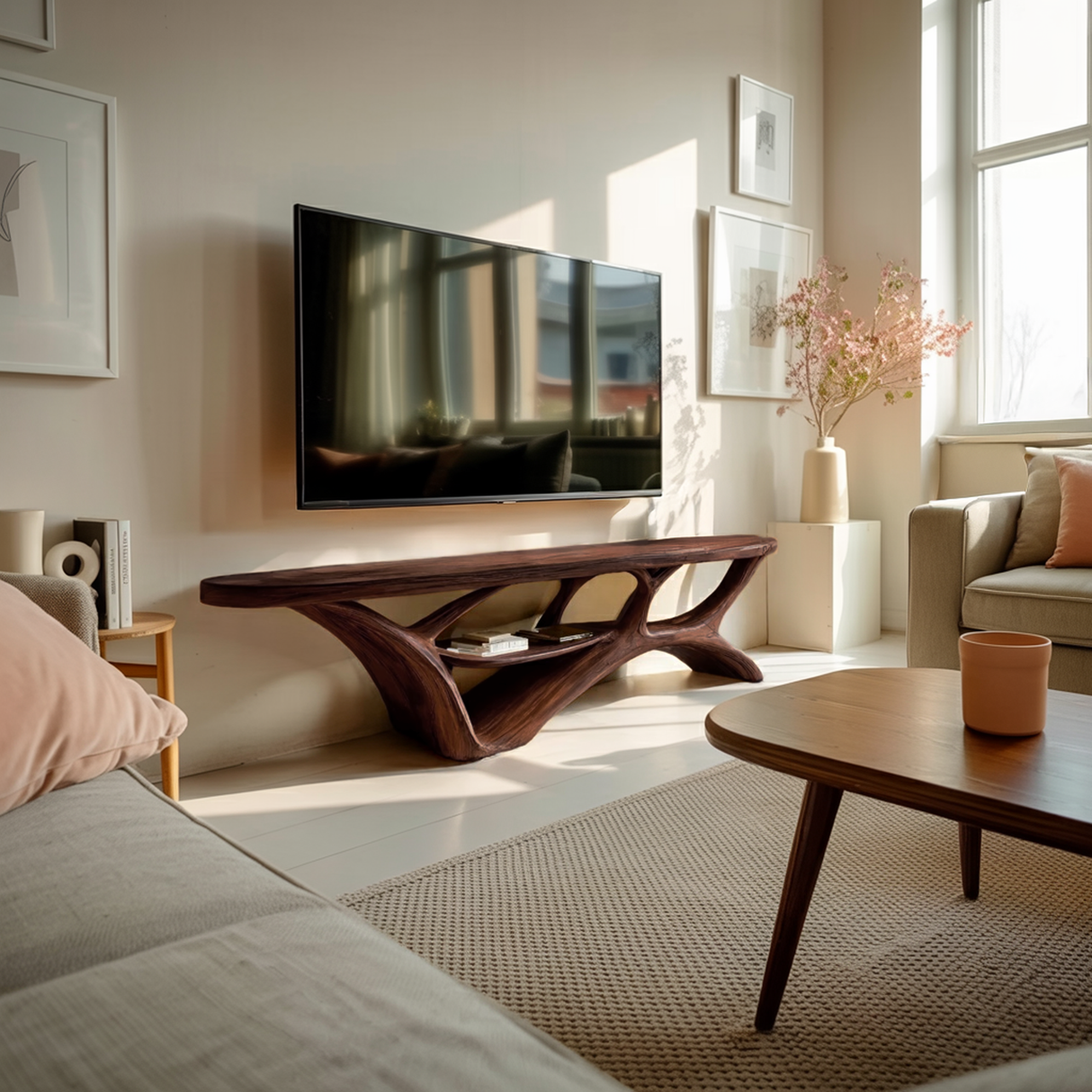 Organic Modern TV Stand For Living Room