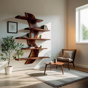 Sculptural Wall Mounted Bookshelf For Modern Living Room