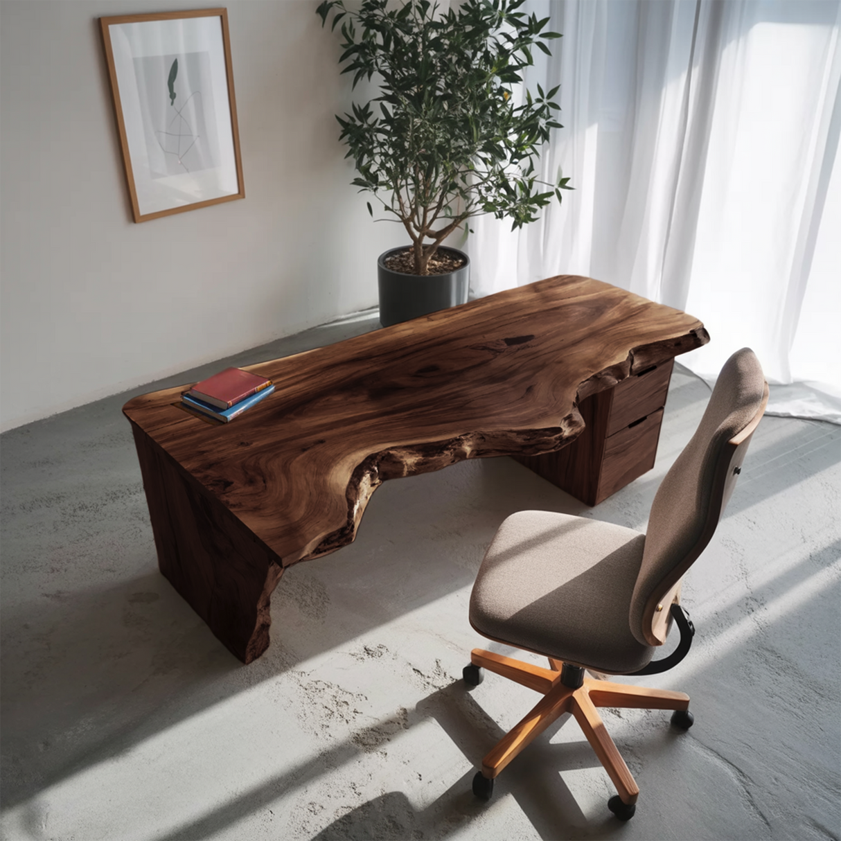 Handcrafted Live Edge Desk For Office Or Workspace