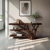 Mid Century Live Edge Entryway Table For Rustic Bedroom Furniture