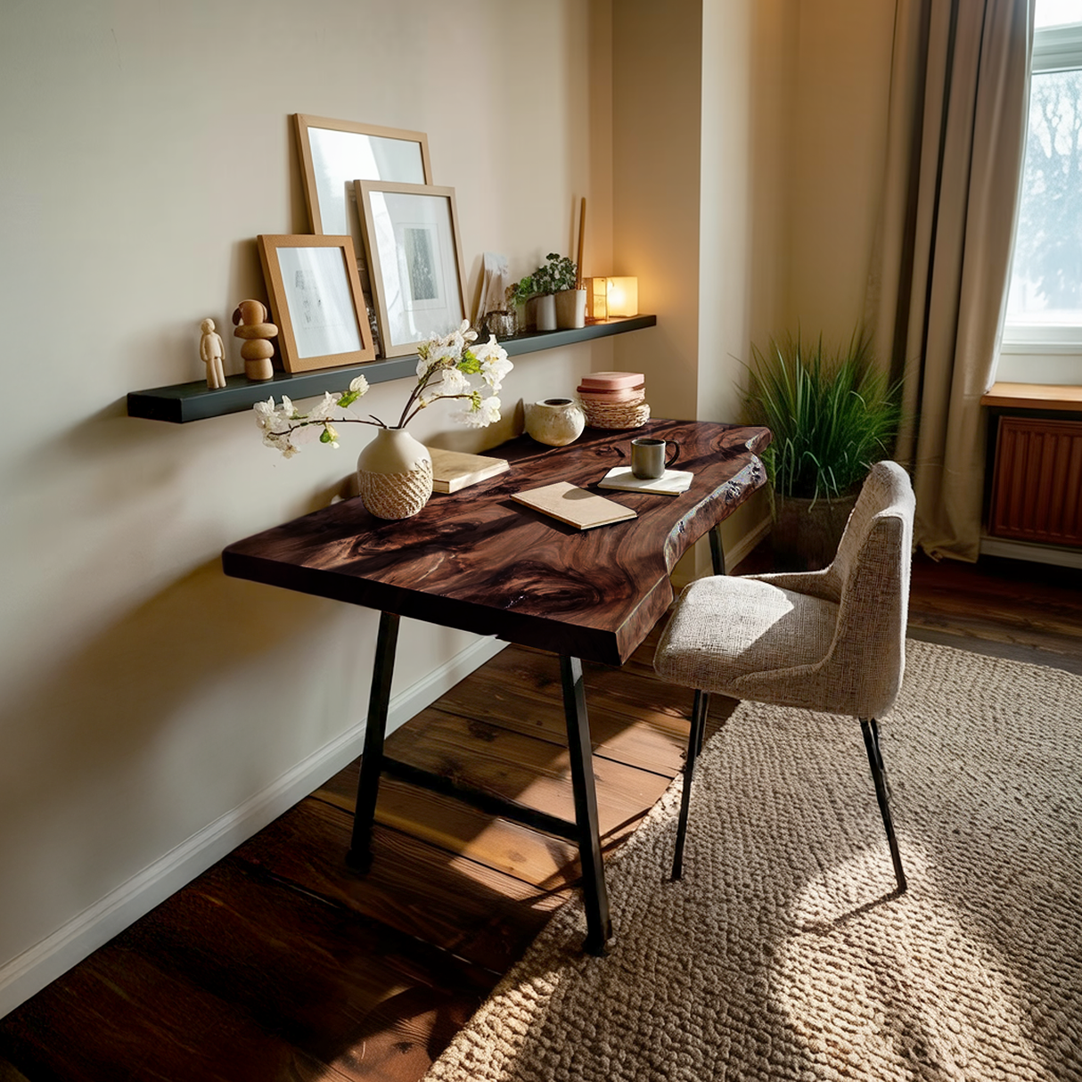 Mid Century Solid Wood Desk For Minimalist Decor