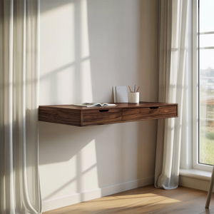 Modern Minimal Floating Desk With Drawers For Home Office