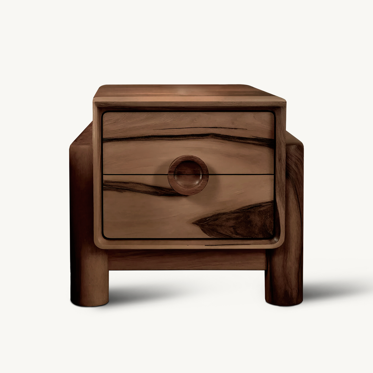 Modern Nightstand With Round Handle Bedside Table For Bedroom And Living Room
