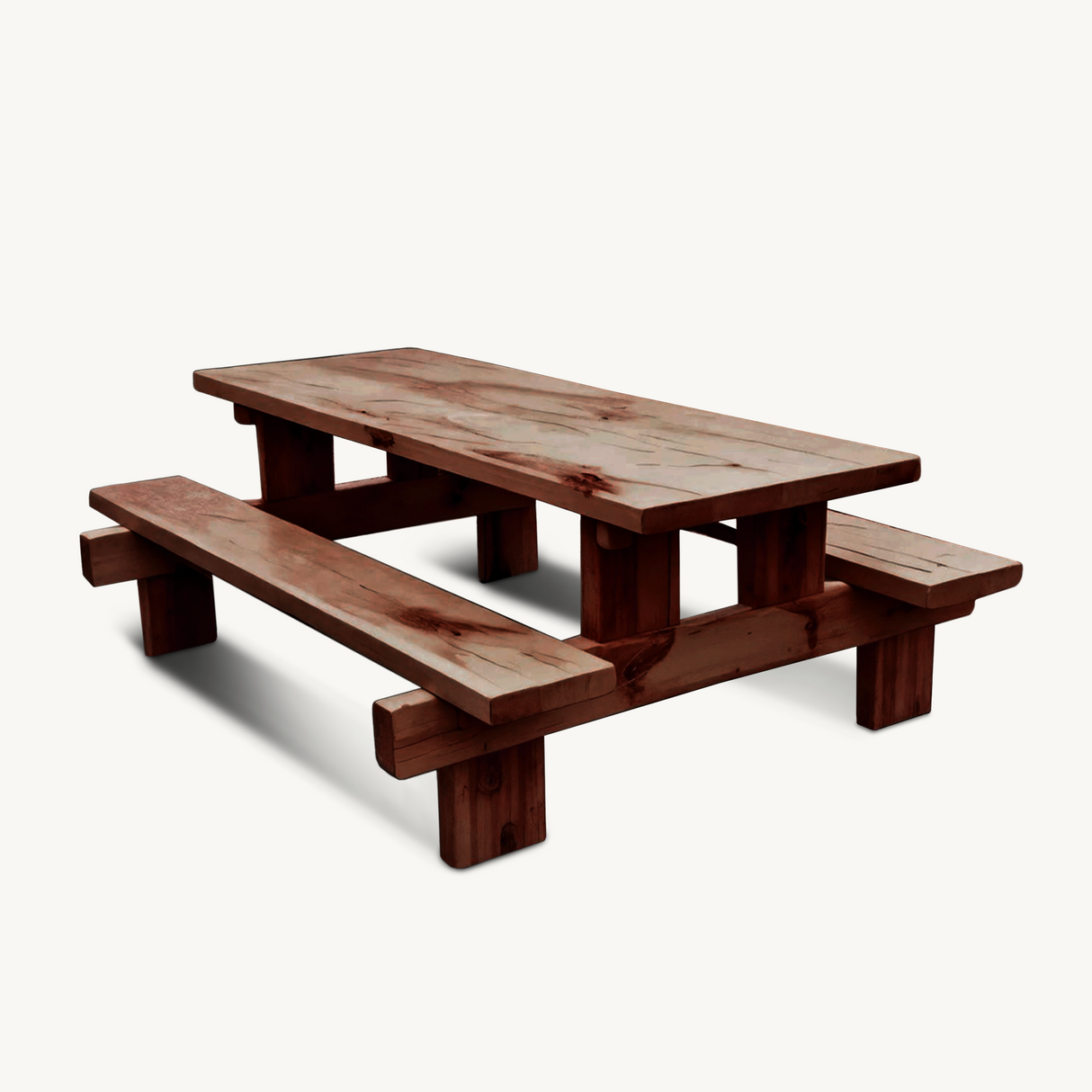 Minimalist Outdoor Picnic Table With Benches For Garden Or Cabin