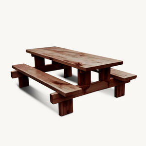 Minimalist Outdoor Picnic Table With Benches For Garden Or Cabin