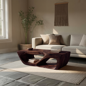 Modern Coffee Table With Curved Storage For Living Room