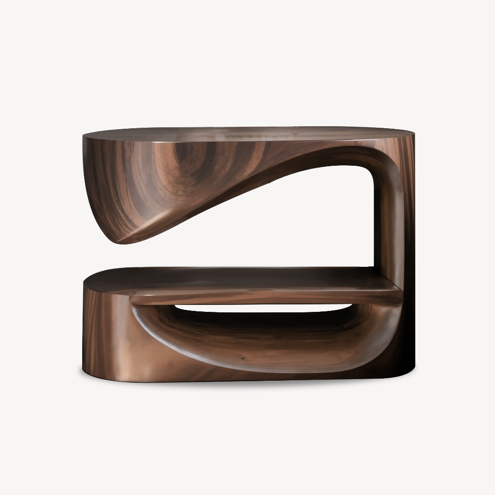 Modern Curved Nightstand With Open Shelf For Minimalist Rooms