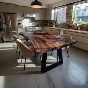 Kitchen Decor Handcrafted Solid Wood Dining Table Natural