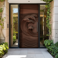 Coastal Wave Carved Door For Front Entrance And Modern Villa