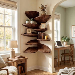 Modern Leaf Corner Shelf Entryway Wall Organizer Display