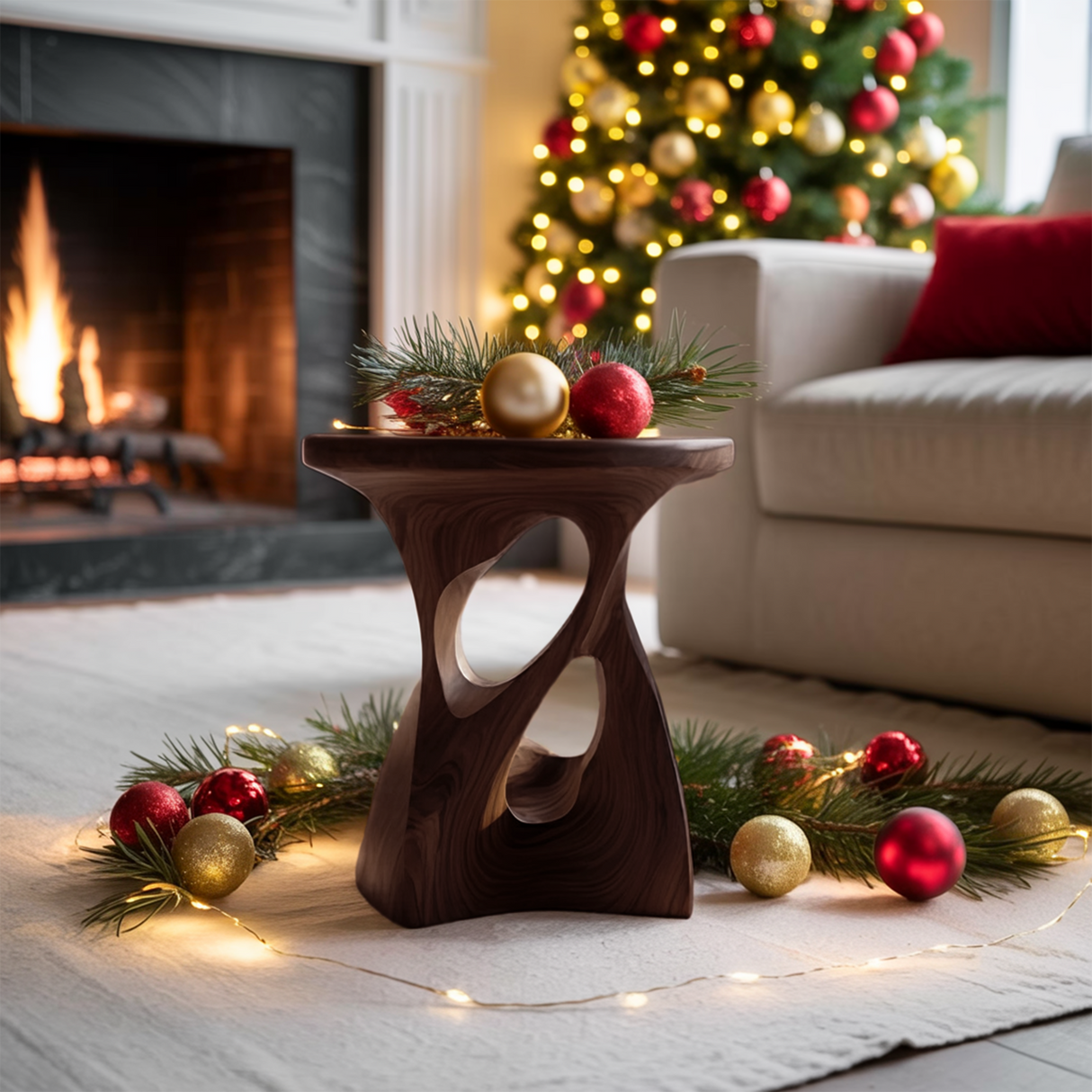 Sculptural Curved Side Table For Holiday Decoration