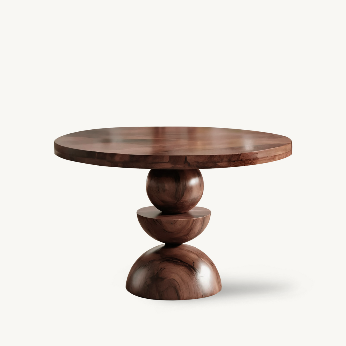 Modern Round Dining Table With Geometric Base For Kitchen And Dining Room