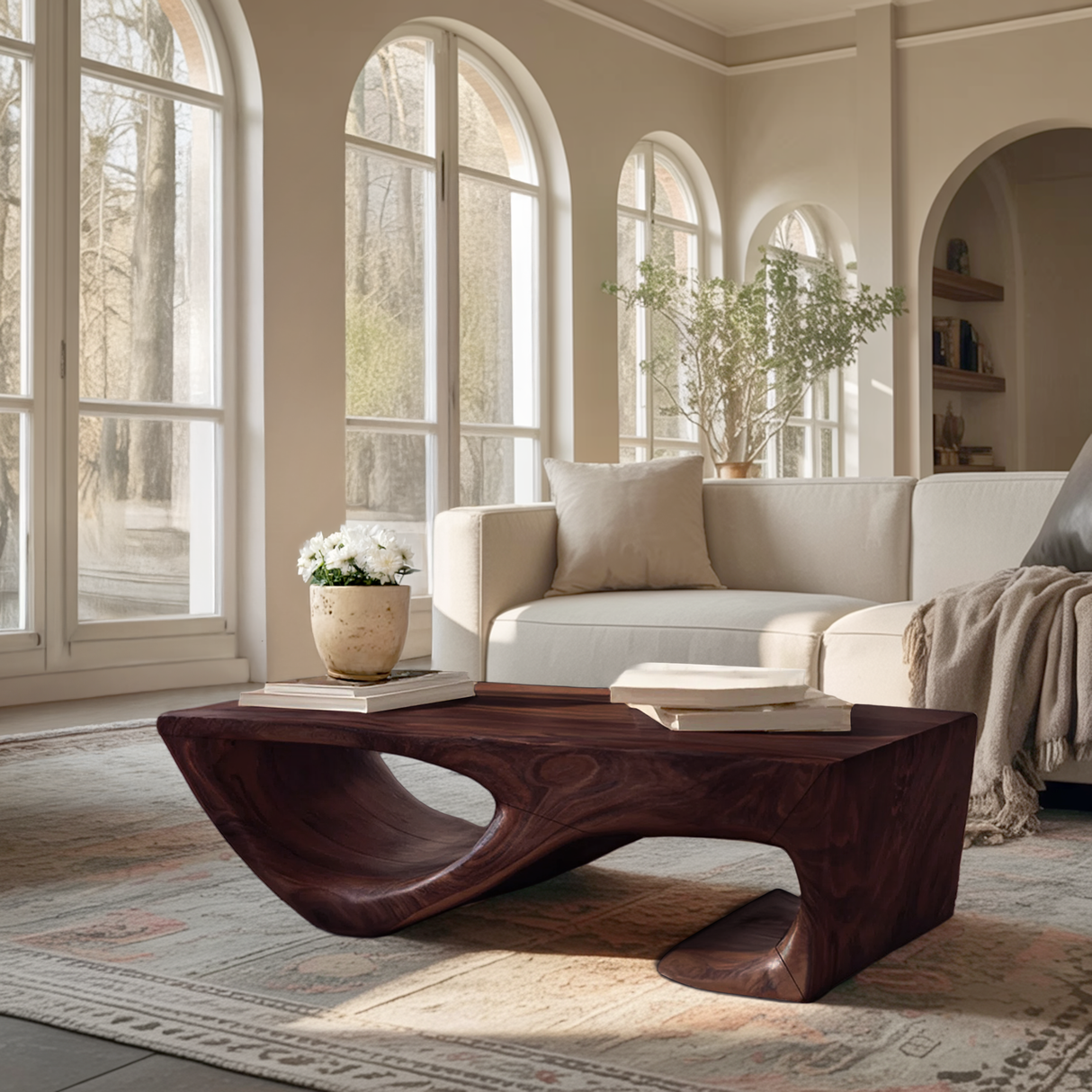 Minimal Curved Coffee Table For Living Room