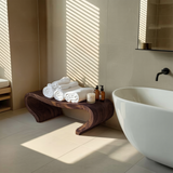 Modern Organic Curved Shower Bench Sculptural For Bathroom