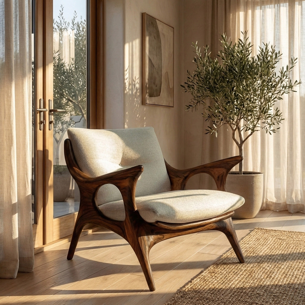 Minimalist Wooden Lounge Chair For Living Room Interior