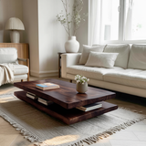 Elegant Wooden Coffee Table Two Layers For Living Room