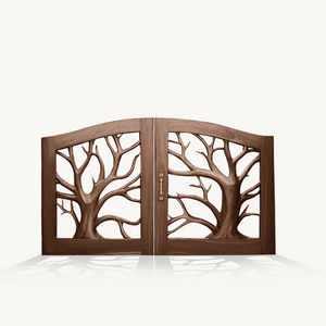 Rustic Tree Carved Entrance Gate For Garden Driveway