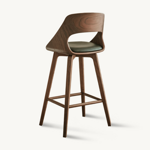 Mid Century Modern Bar Stool with Backrest For Kitchen Home Bar