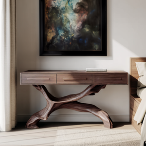 Mid Century Live Edge Entryway Table For Bedroom Rustic Accent