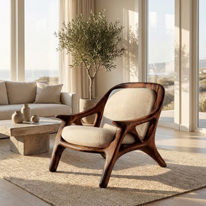 Handcrafted Wooden Accent Chair For Living Room