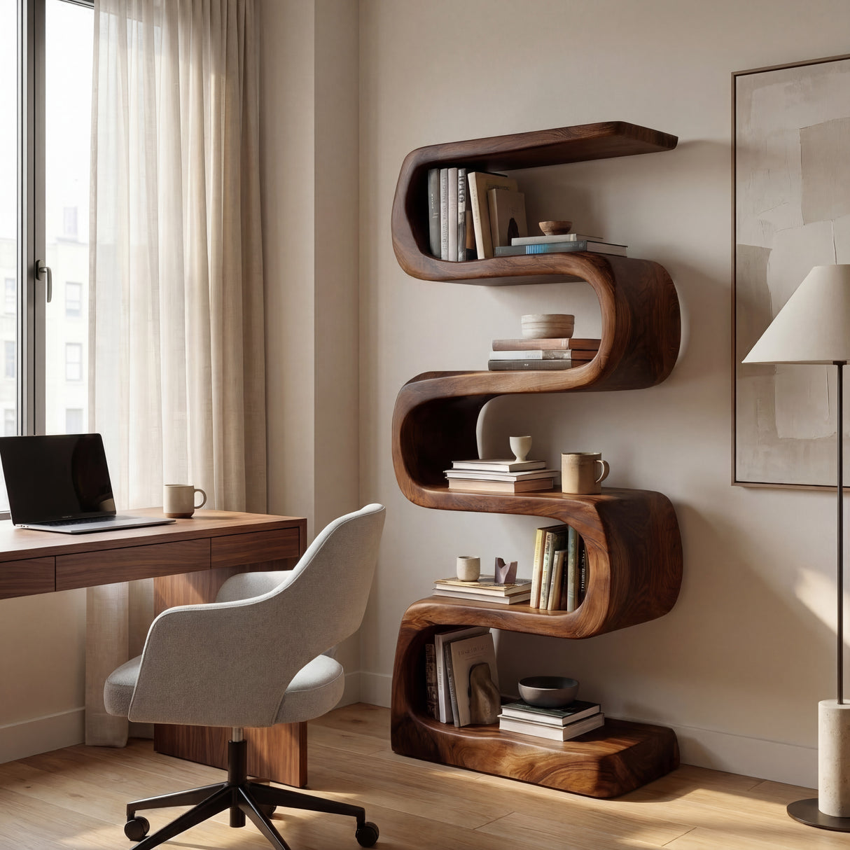 Modern Wooden Standing Shelf For Living Room Decor