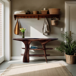 Mid Century Wooden Entry Table For Living Room Styling