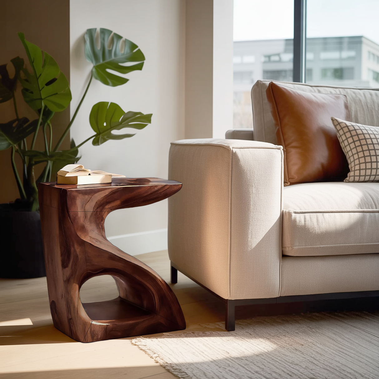 Modern Sculptural Side Table For Home Decor