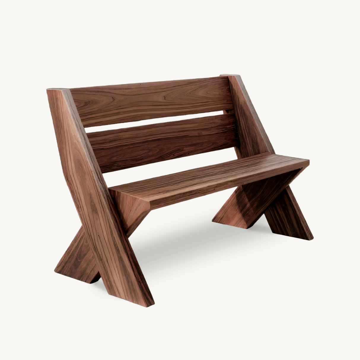 Modern Outdoor Bench With Angled Legs For Garden Patio And Backyard