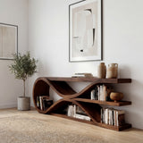 Contemporary Curved Wooden Console Table For Living Room