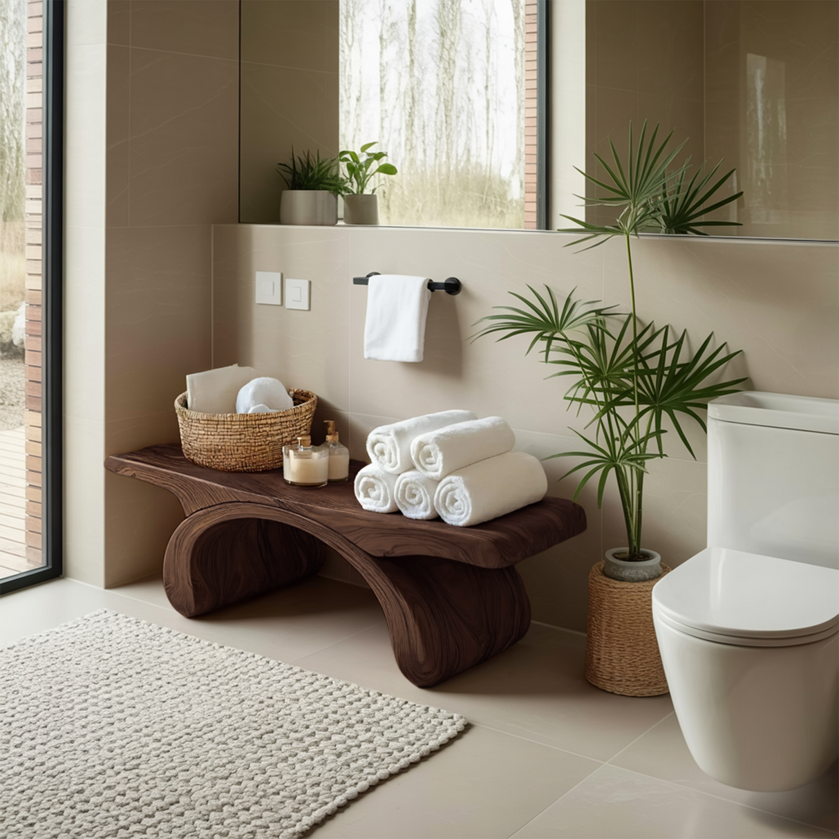 Modern Organic Shower Bench For Bathroom Or Spa Furniture