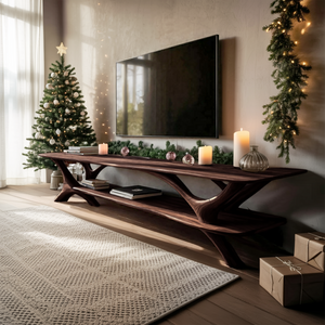 Farmhouse Wooden Live Edge TV Console For Holiday Living Room Gift
