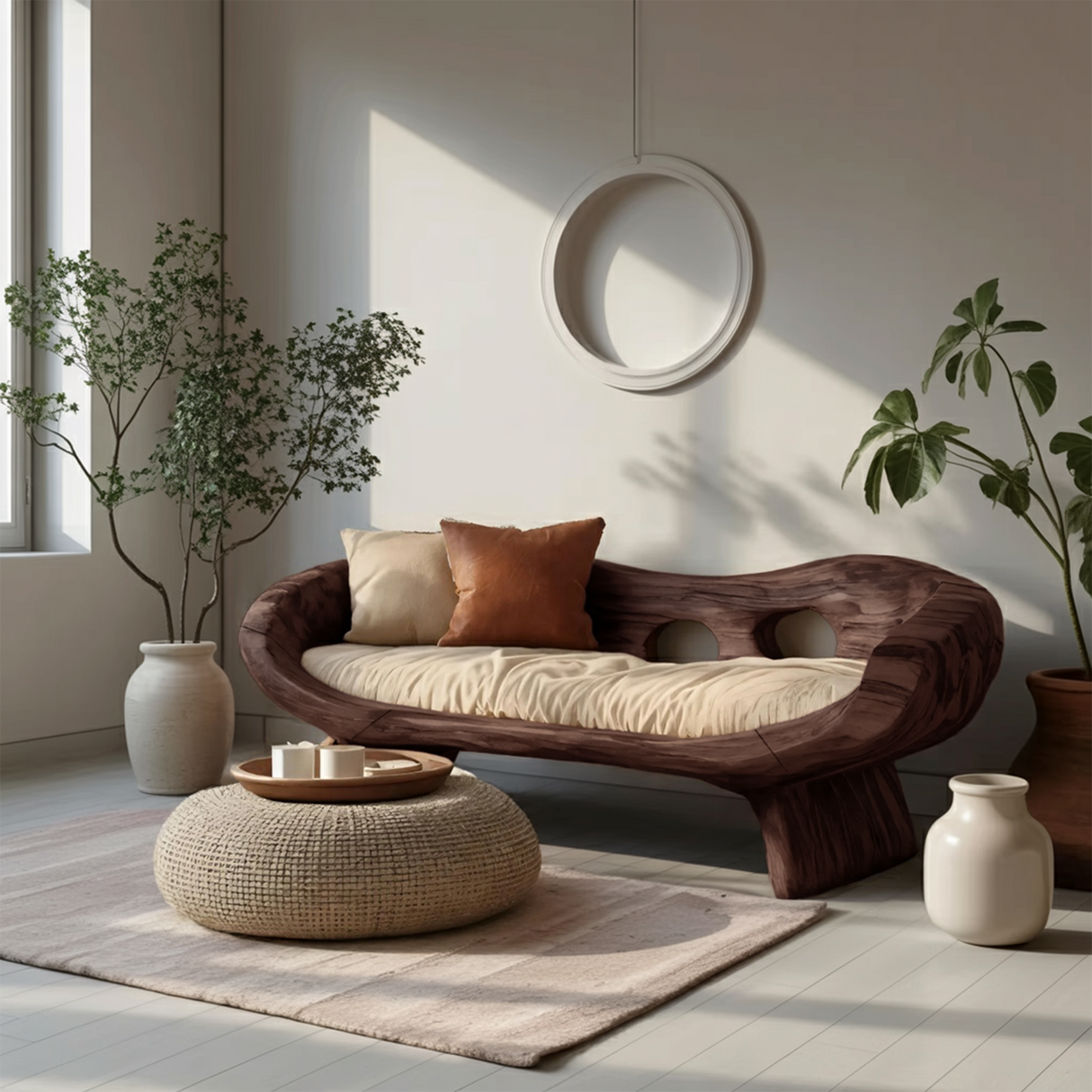 Artistic Sculptural Sofa With Curved Design For Living Room