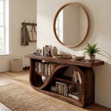 Elegant Wood Console Table With Unique Base For Living Room