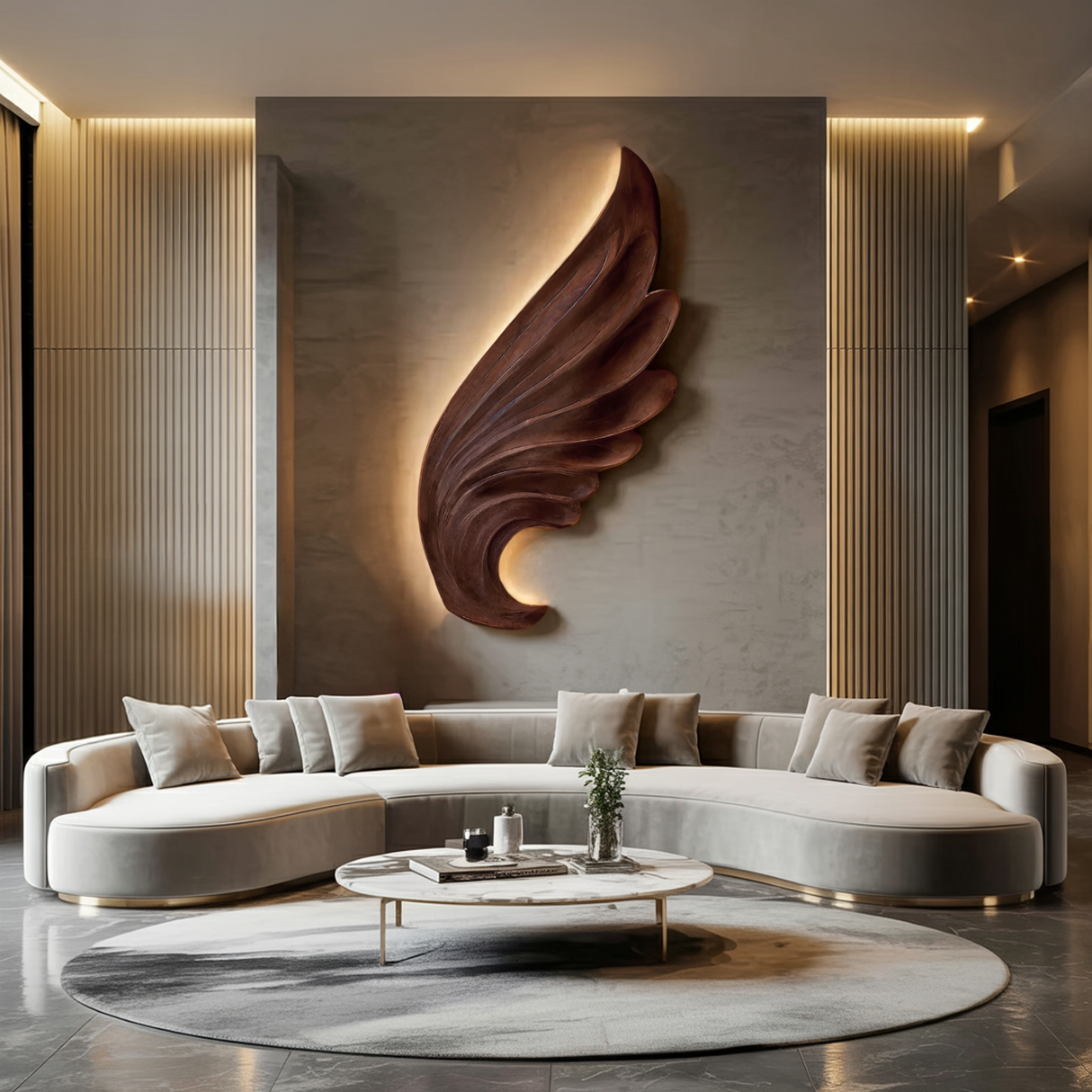 Contemporary Carved Wood Angel Wing Wall Art For Home Decor