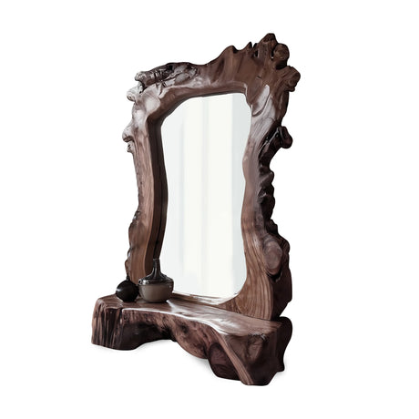 Sculptural Live Edge Floor Mirror For Entryway Garden