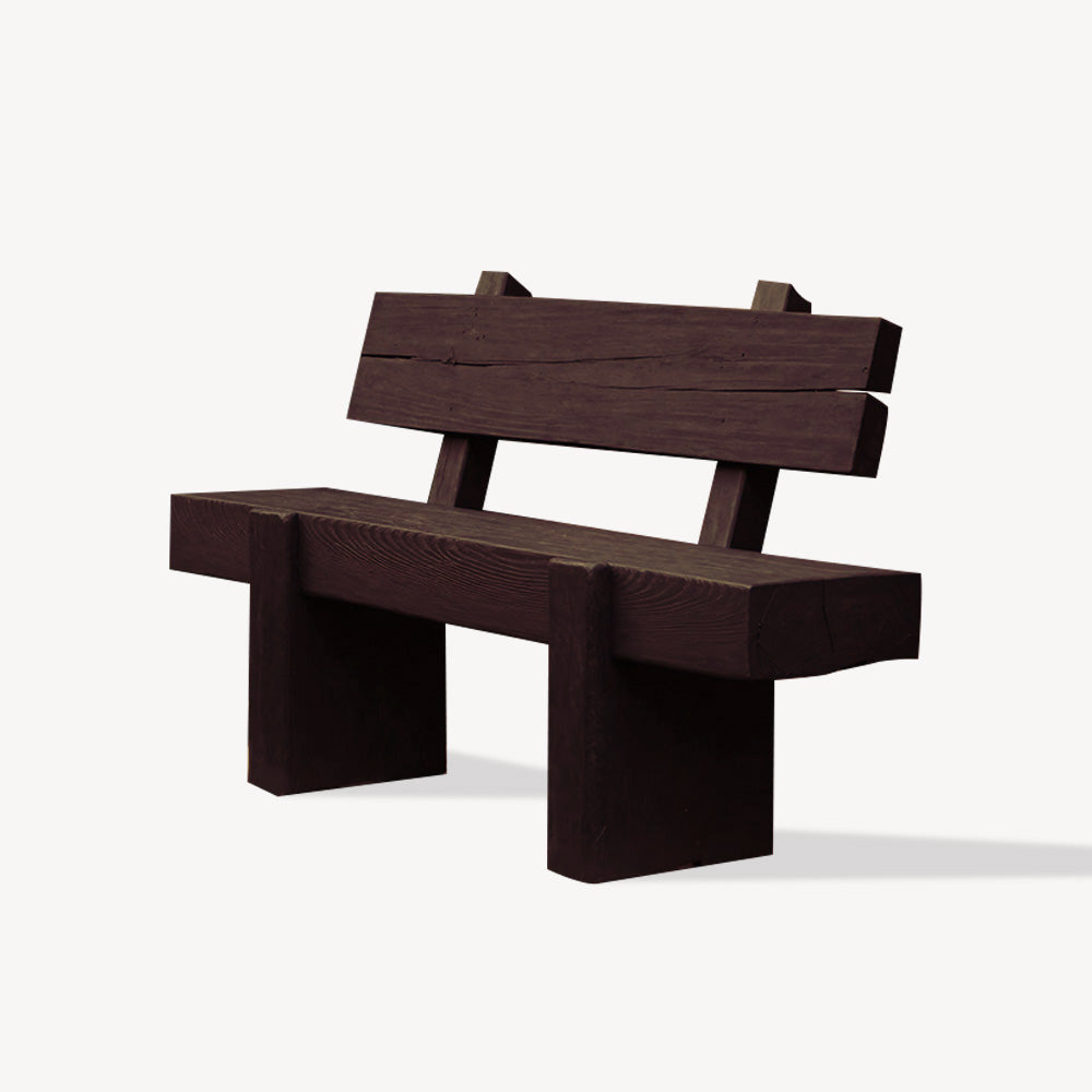 Modern Solid Wood Outdoor Bench With Charred Finish For Garden Or Patio