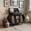 Farmhouse Solid Wood Record Stand For Entryway Furniture Decor