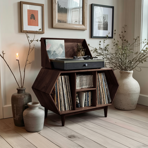 Farmhouse Solid Wood Record Stand For Entryway Furniture Decor