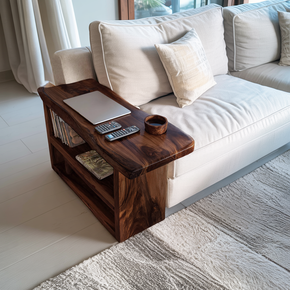 Farmhouse Live Edge Armrest For Sofa Decor Accent