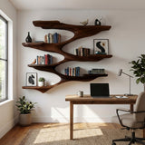 Mid Century Wooden Wall Shelf For Living Room Space