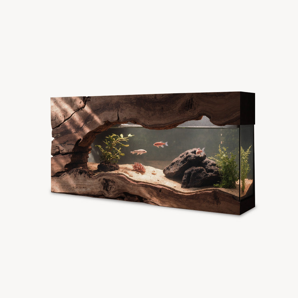 Wall Mounted Aquarium With Driftwood Frame For Living Room And Office
