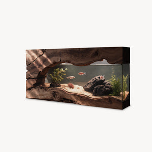 Wall Mounted Aquarium With Driftwood Frame For Living Room And Office
