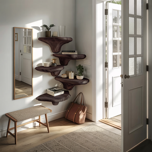 Farmhouse Solid Wood Mushroom Shelf For Entryway Wall Design