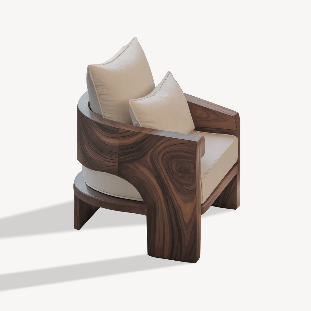 Curved Outdoor Wood Lounge Chair For Patio Or Balcony