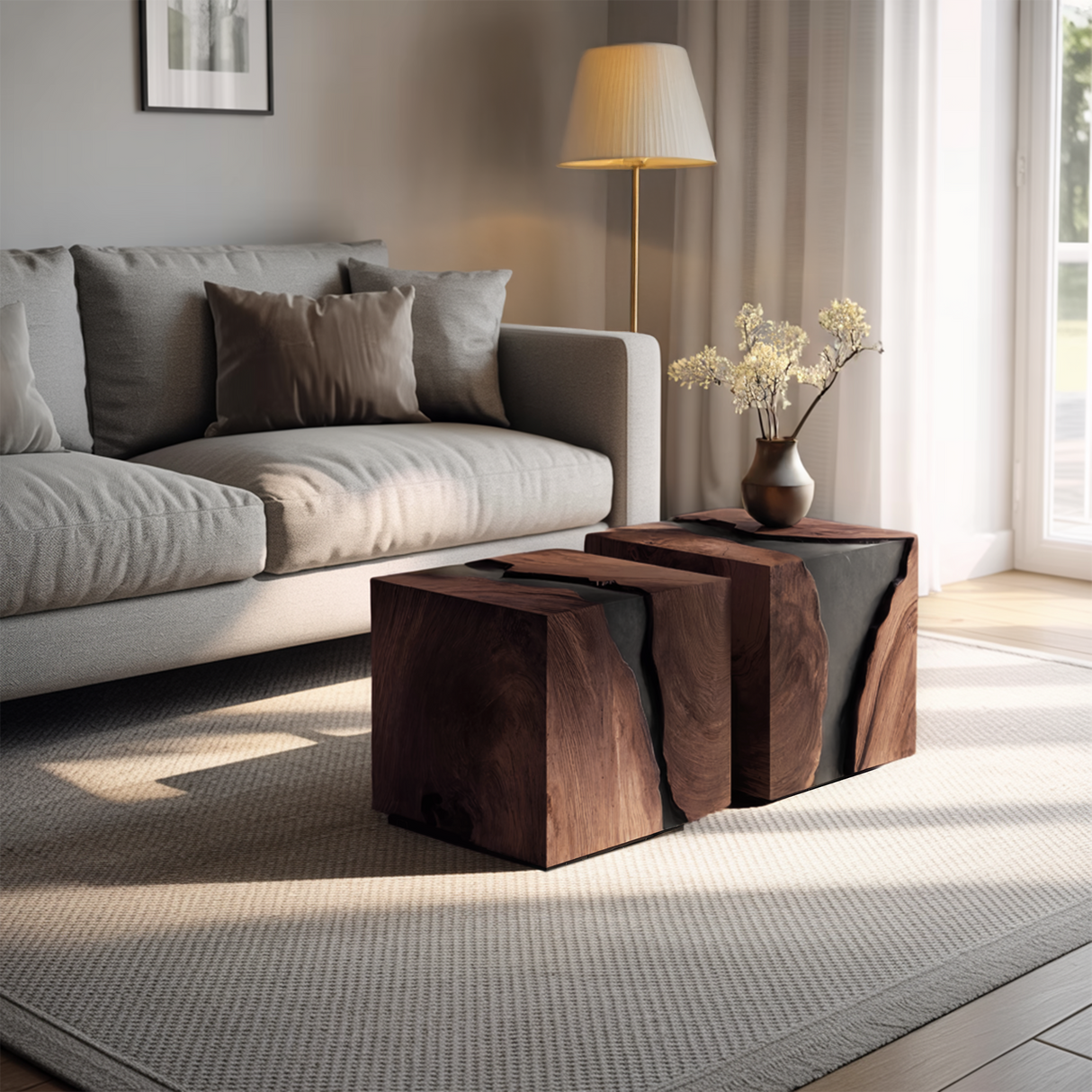 Modern Solid Wood Cube Coffee Table For Furniture Decor