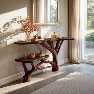 Handcrafted Wooden Live Edge Console Table For Contemporary Furniture Decor