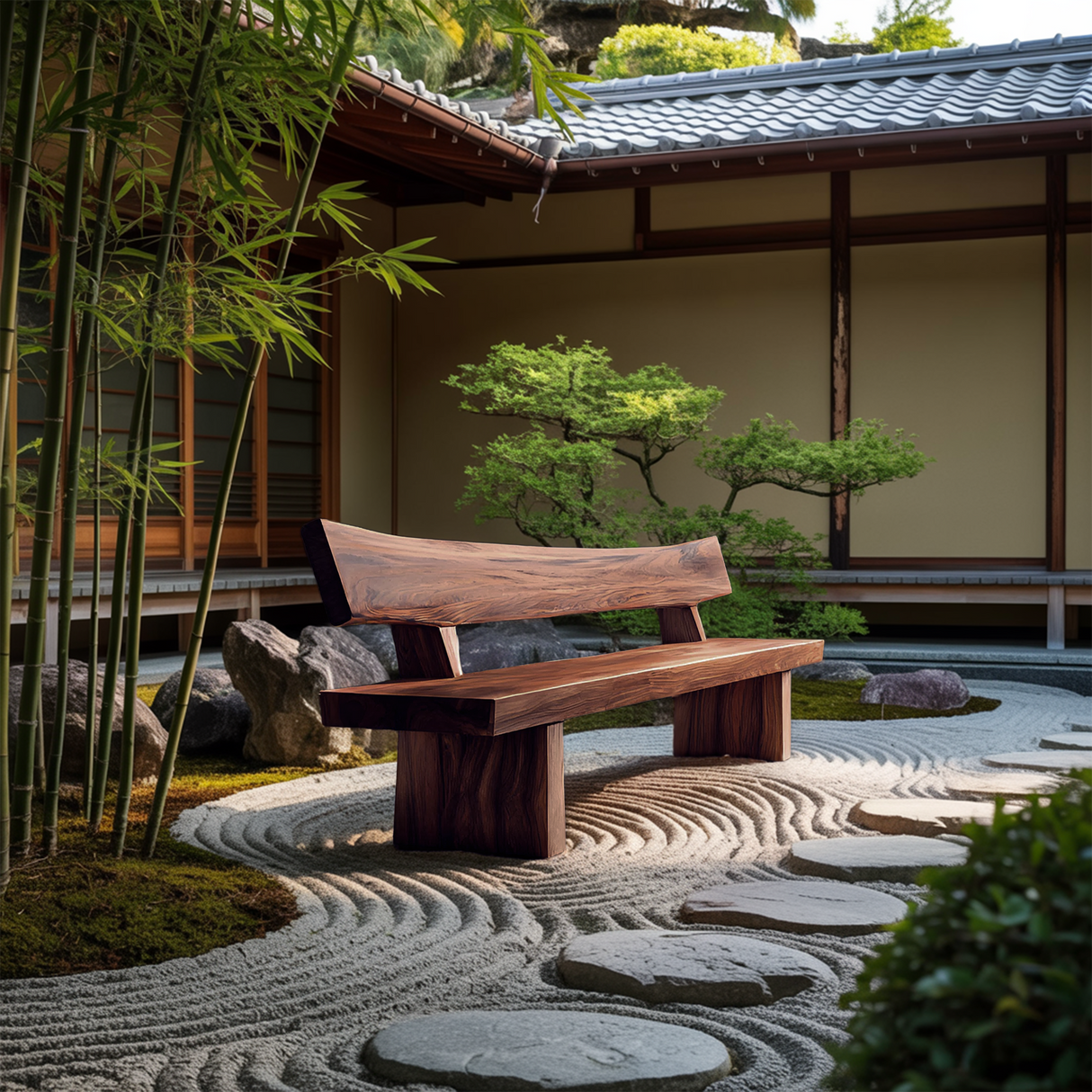 Rustic Outdoor Wood Bench For Courtyard And Villa Garden