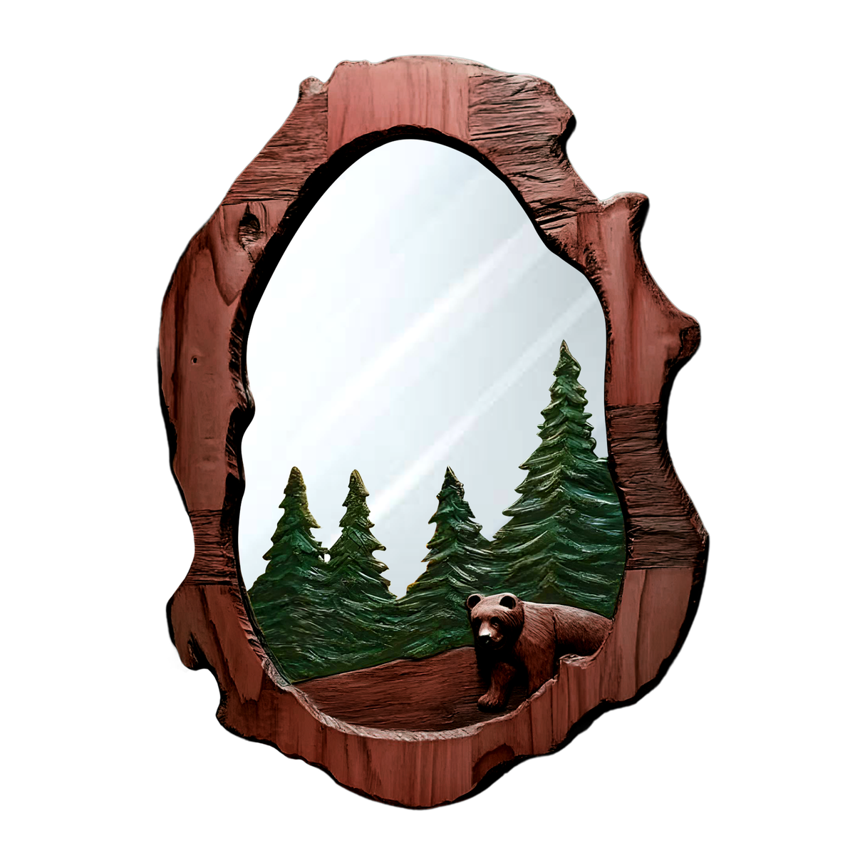 Rustic Bear Mirror For Cabin Lodge Bathroom Decor